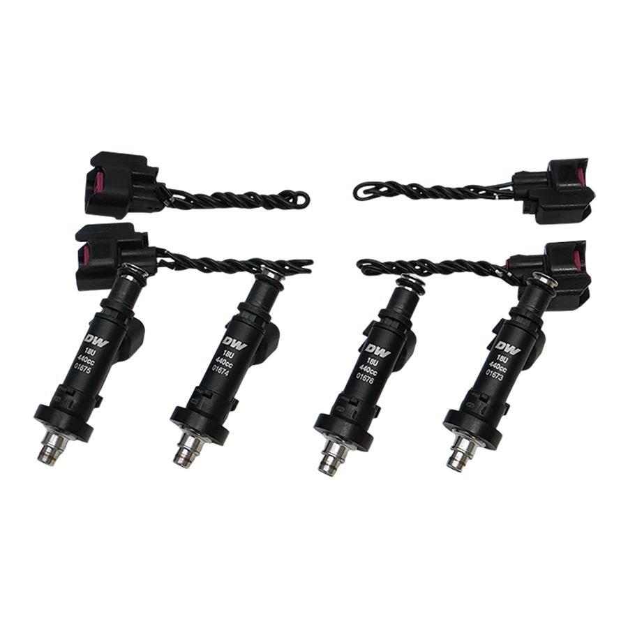 DeatschWerks 440cc High Impedance DW Fuel Injectors Set for Honda Civic Integra B16 B18 B20 D16 H22, EG, EK, DC2 (18U-04-0440-4)