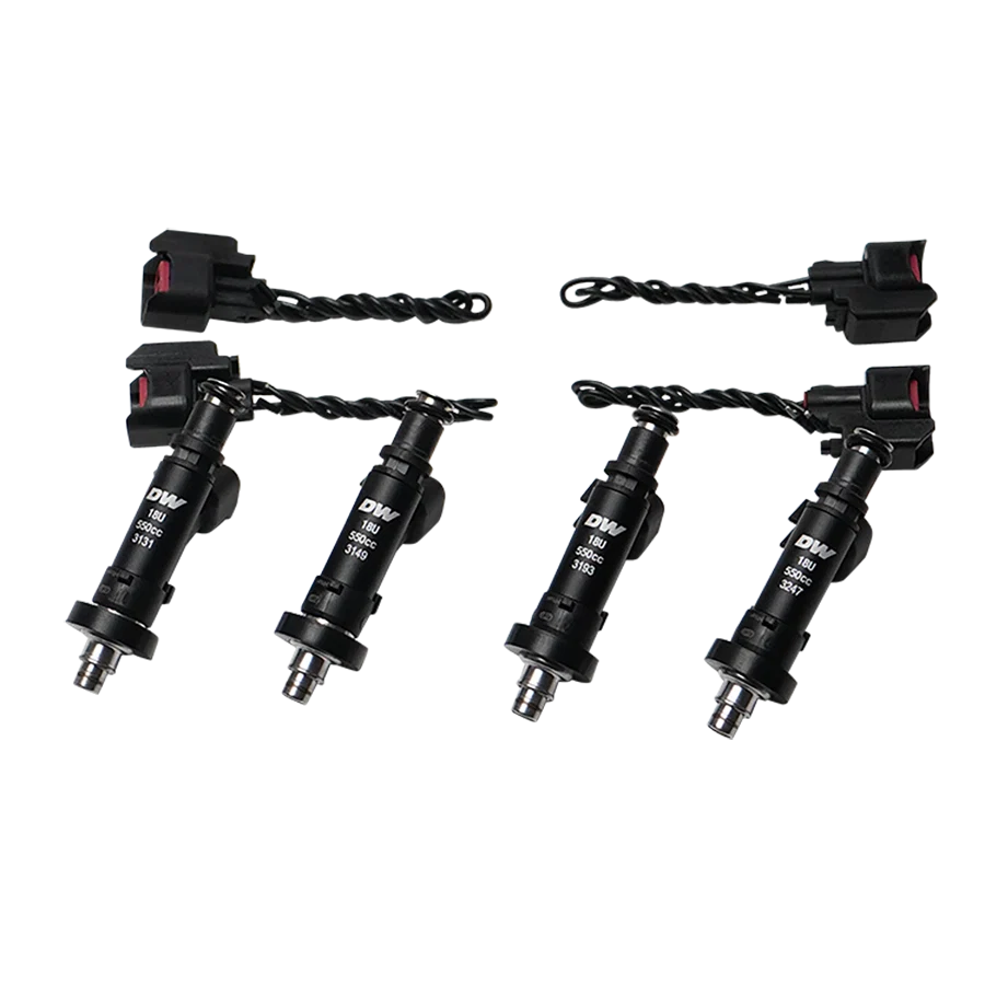DeatschWerks 550cc High Impedance DW Fuel Injectors Set for Honda Civic Integra B16 B18 B20 D16 H22, EG, EK, DC2 (18U-04-0550-4)