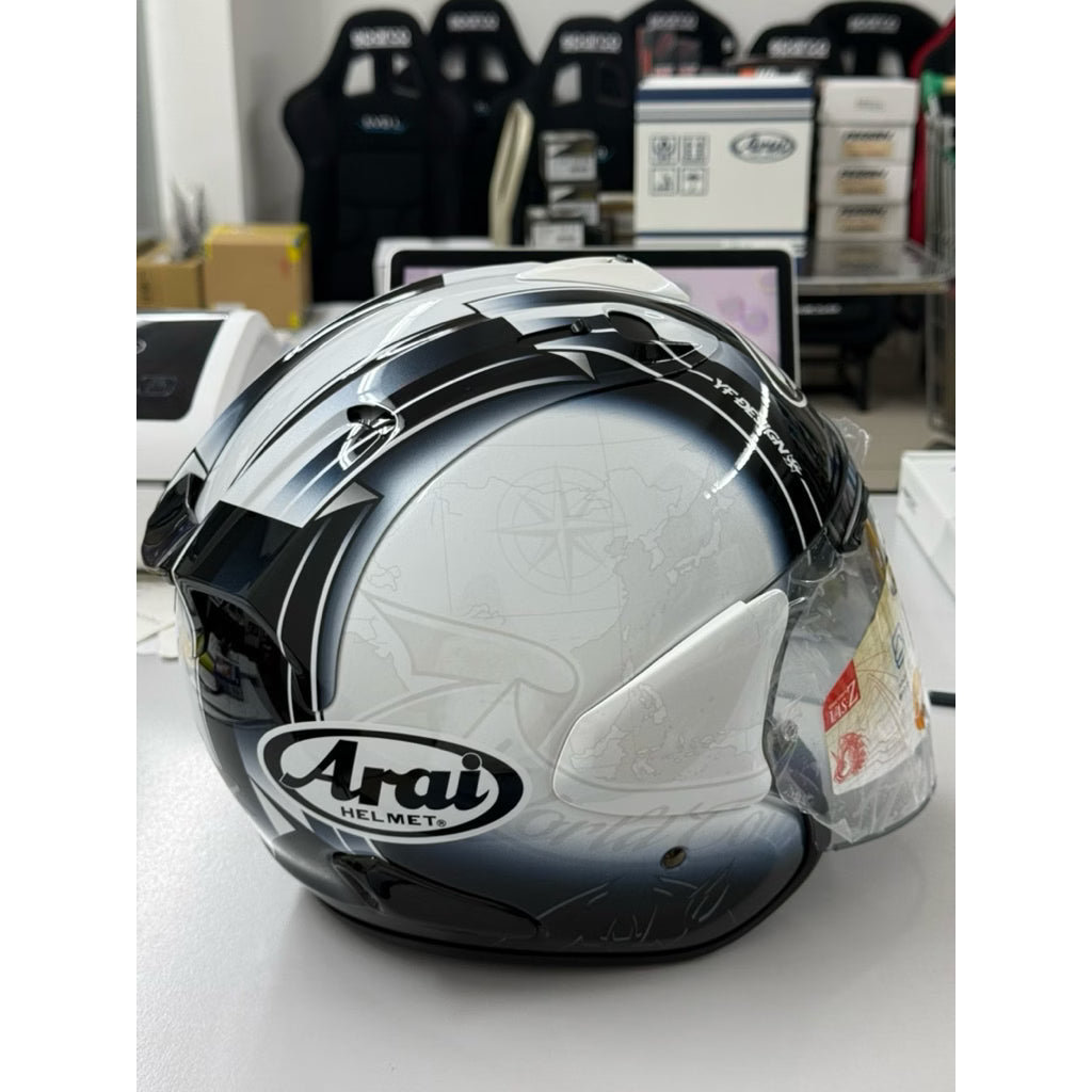 Arai VZ-Ram Harada Tour White Premium Open Face Motorcycle Helmet (Limited Graphic Edition) - VZ-RAM-HARADA-TOUR-WHITE