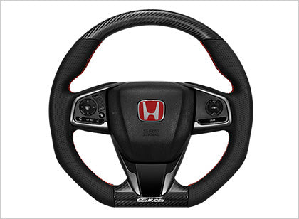 Mugen Carbon Fiber Sports Steering Wheel (Red Stitch) for Honda Civic Type R FK8 (78501-XNCF-K0S0-R)