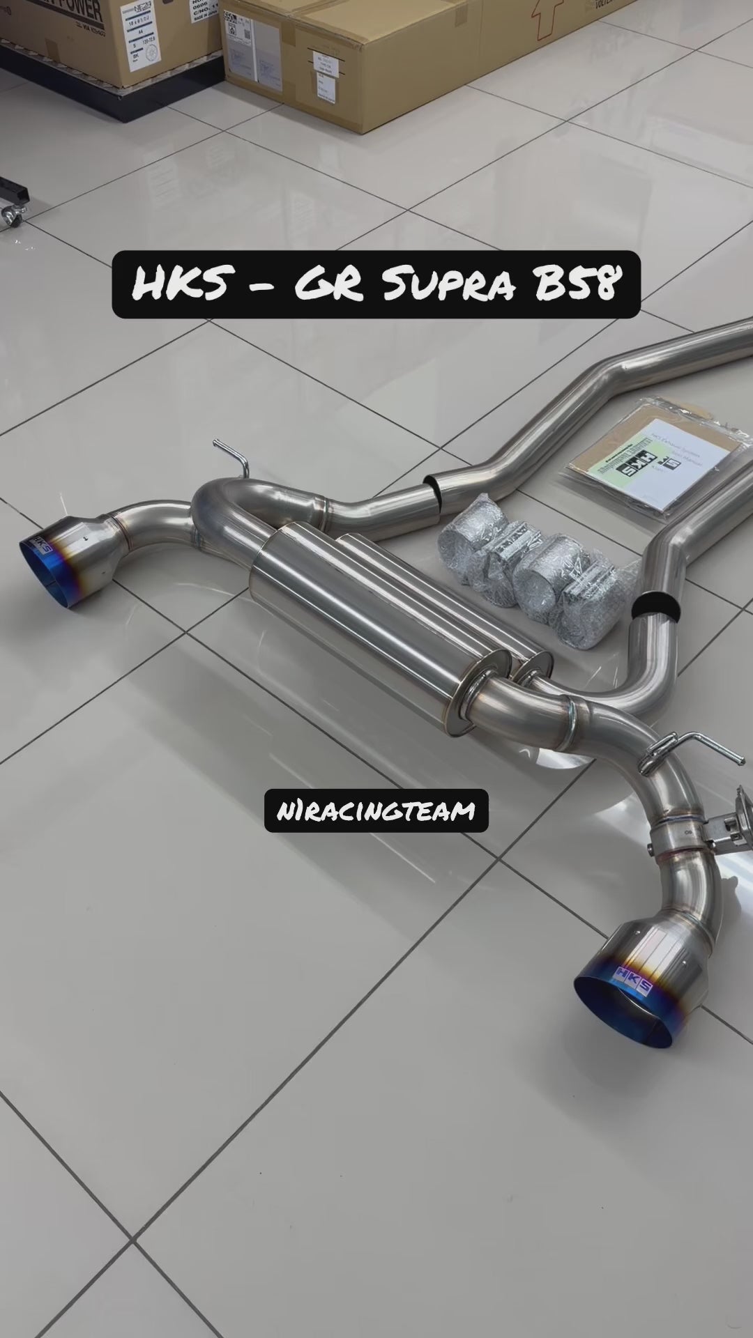 HKS Dual Muffler Cat-Back Exhaust System with Titanium Tips for 2020-2026 Toyota GR Supra A90, DB42 (B58) - Part 31014-KT001