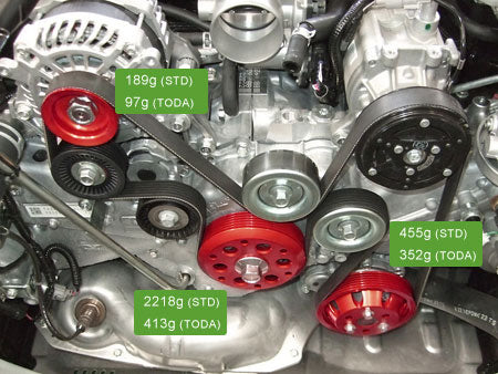 TODA Racing Light Weight Front Pulley Kit with A/C for Toyota 86 GT86 Subaru BRZ Scion FR-S FA20 (13810-FA2-HAC) ZC6 ZN6